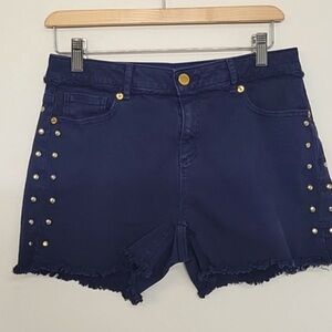 Michael Kors Navy Jean Shorts with Stud Accents